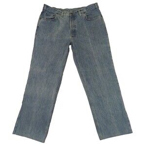 Bills Khakis Mens Jeans Sz 34x28 Straight Blue Made in USA 100% Cotton 5S32/SWD